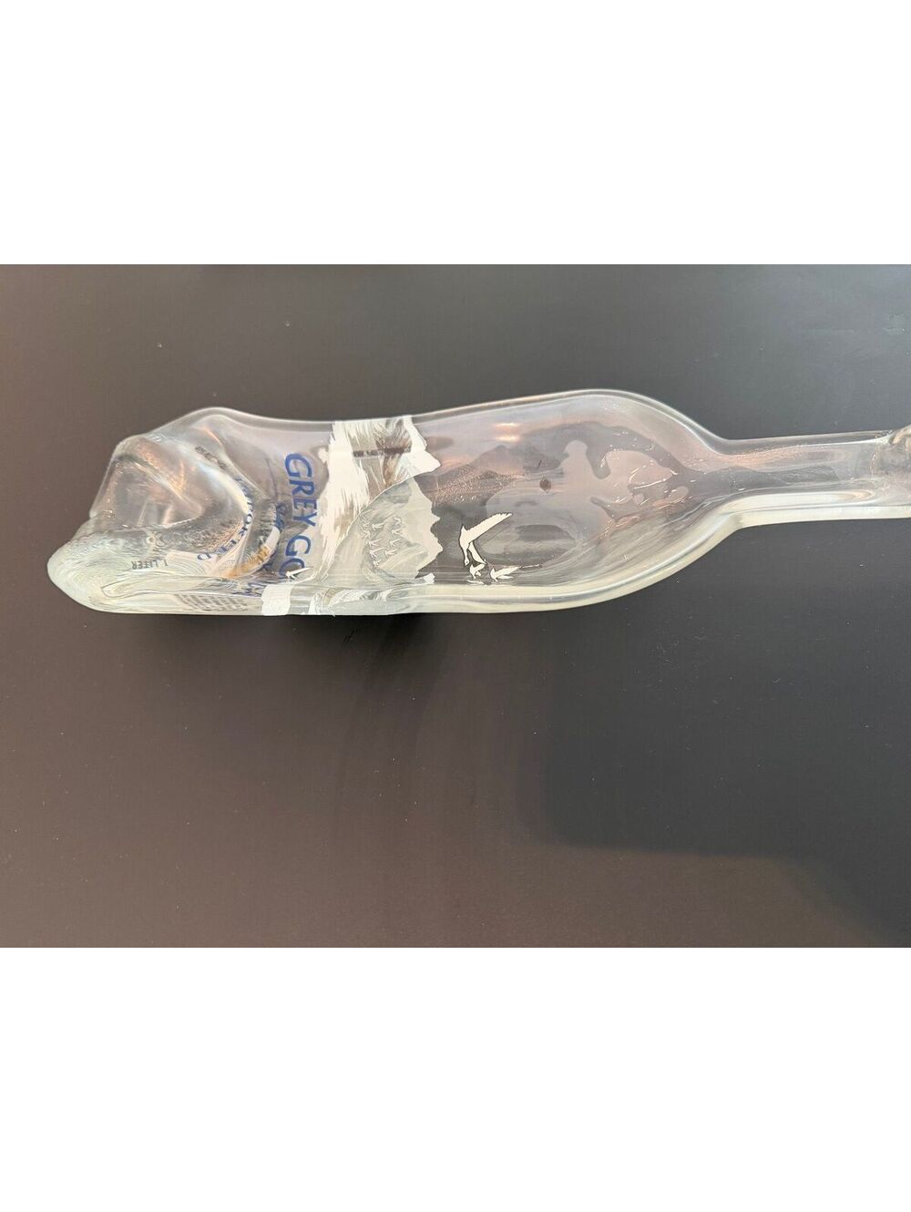 Grey Goose Vodka Bottle Shaped Glass Serving Tray Platter 14" x 4" Bar Decor